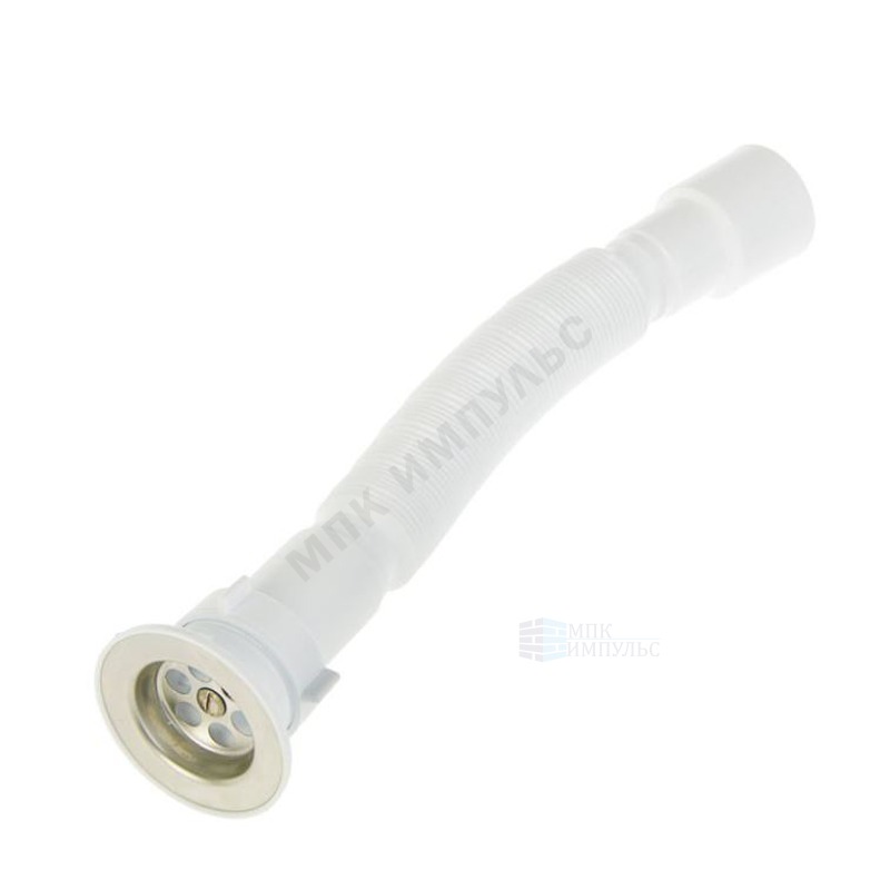 Сифон для умывальника гофрированный 1 1/2"x40/50 выпуск с нержавеющей решёткой Эконом Орио Е-3015 — изображение 2