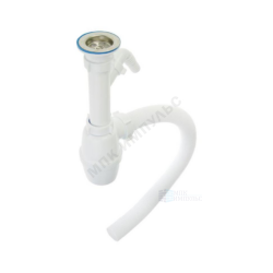 Сифон для кухонной мойки бутылочный 1 1/2"x40 с гофрой D=40мм с отводом (штуцером) выпуск с нержавеющей решёткой D=70мм Эконом Орио Е-40051