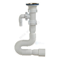 Сифон для умывальника гофрированный 1 1/2"x40/50 L=470-1250мм с отводом (штуцером) выпуск с нержавеющей решёткой D=70мм Орио А-30135