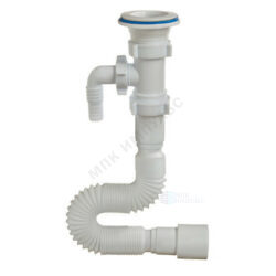 Сифон для умывальника гофрированный 1 1/2"x40/50 L=470-1250мм с отводом (штуцером) выпуск с пластиковой решёткой D=70мм Орио А-70135