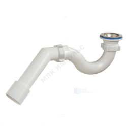 Сифон для поддона трубный 1 1/2"x50/40 с переходной трубкой 45гр выпуск с нержавеющей решёткой D=70мм Орио А-42587