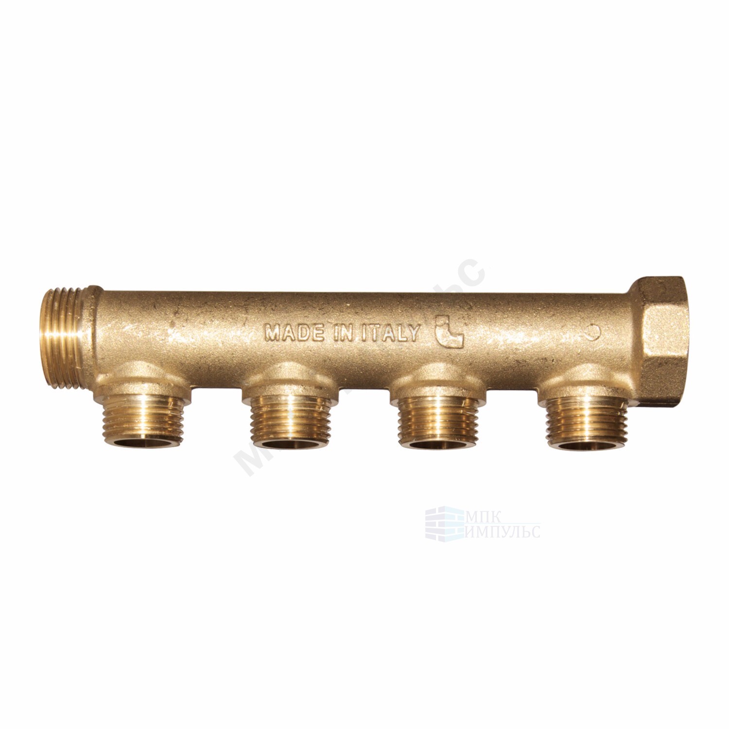 Коллектор латунь 3/4" ВР/НР на 4 вых 1/2" НР м/о 35мм под конус R580C Giacomini R580CY064