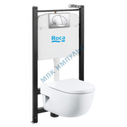 Комплект 4 в 1 инсталляция + кнопка смыва хром + унитаз подвесной сиденье supralit микролифт Meridian Roca 893104110