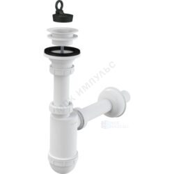 Сифон для умывальника бутылочный 1 1/4"x32 с прямой трубкой 32 выпуск с пластиковой решёткой D=63мм Alca Plast A421