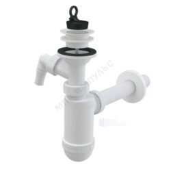 Сифон для умывальника бутылочный 1 1/4"x32 с прямой трубкой 32 с отводом (штуцером) литой выпуск с пластиковой решёткой D=63мм Alca Plast A420P