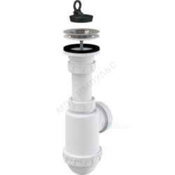 Сифон для кухонной мойки бутылочный 1 1/2"x40/50 выпуск с нержавеющей решёткой D=70мм Alca Plast A441-DN50/40
