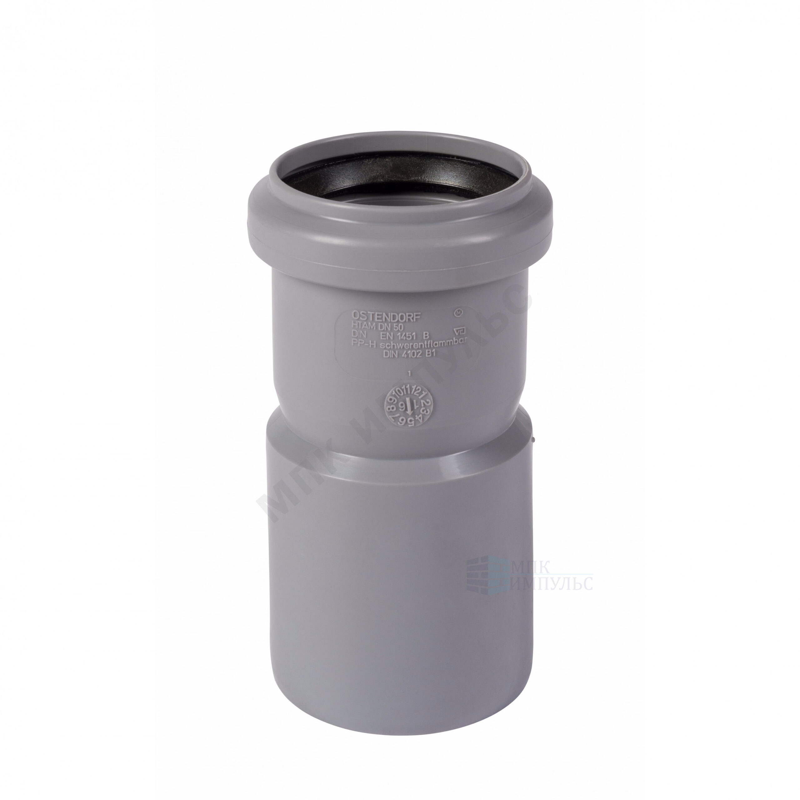 Муфта PP-H насадная с уплотнительной манжетой серая HT HTAM Дн 50 б/нап в/к Ostendorf 112810 — изображение 2