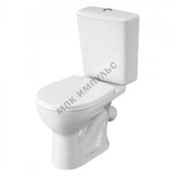 Унитаз-компакт косой выпуск нижний подвод с арматурой 1/реж слив кнопка с сиденьем полипропилен крап на белом Орион Santeri 1.P400.8.S01.00B.F