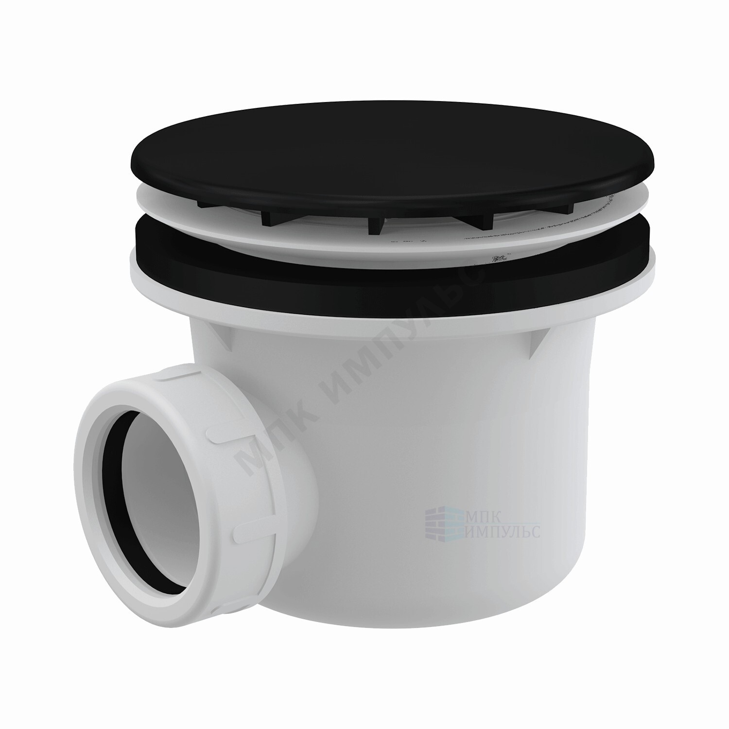 Сифон для поддона 1 1/2"x90/40 h=84мм слив крышка D=115мм, черная матовая Alca Plast A49BLACK