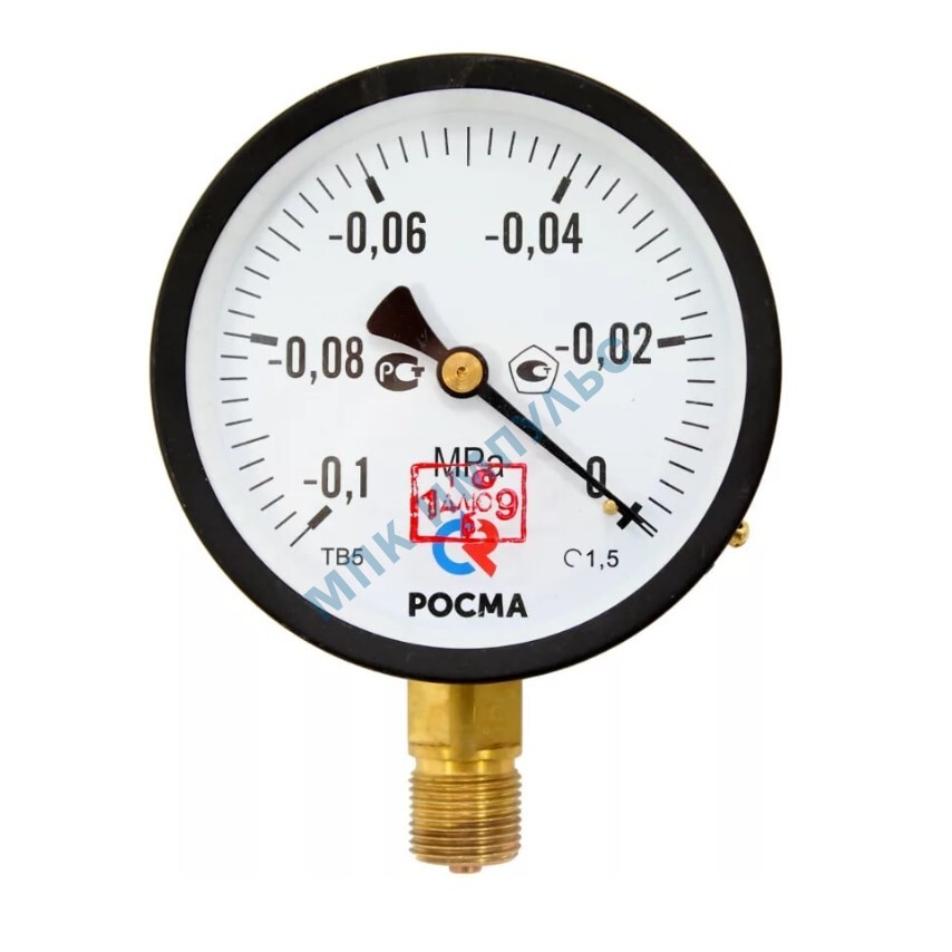 Вакуумметр ТВ-510Р.00 радиальный Дк100мм -0,1-0 МПа кл.1,5 G1/2" Росма 00000007600