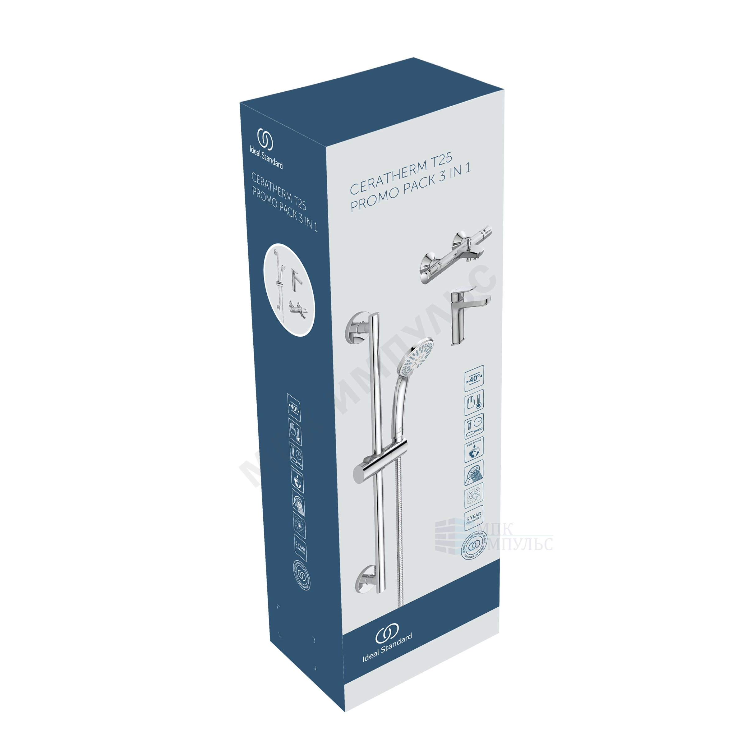 Промо-комплект для ванны с душем хром CERATHERM T25 Ideal Standard BC984AA — изображение 5