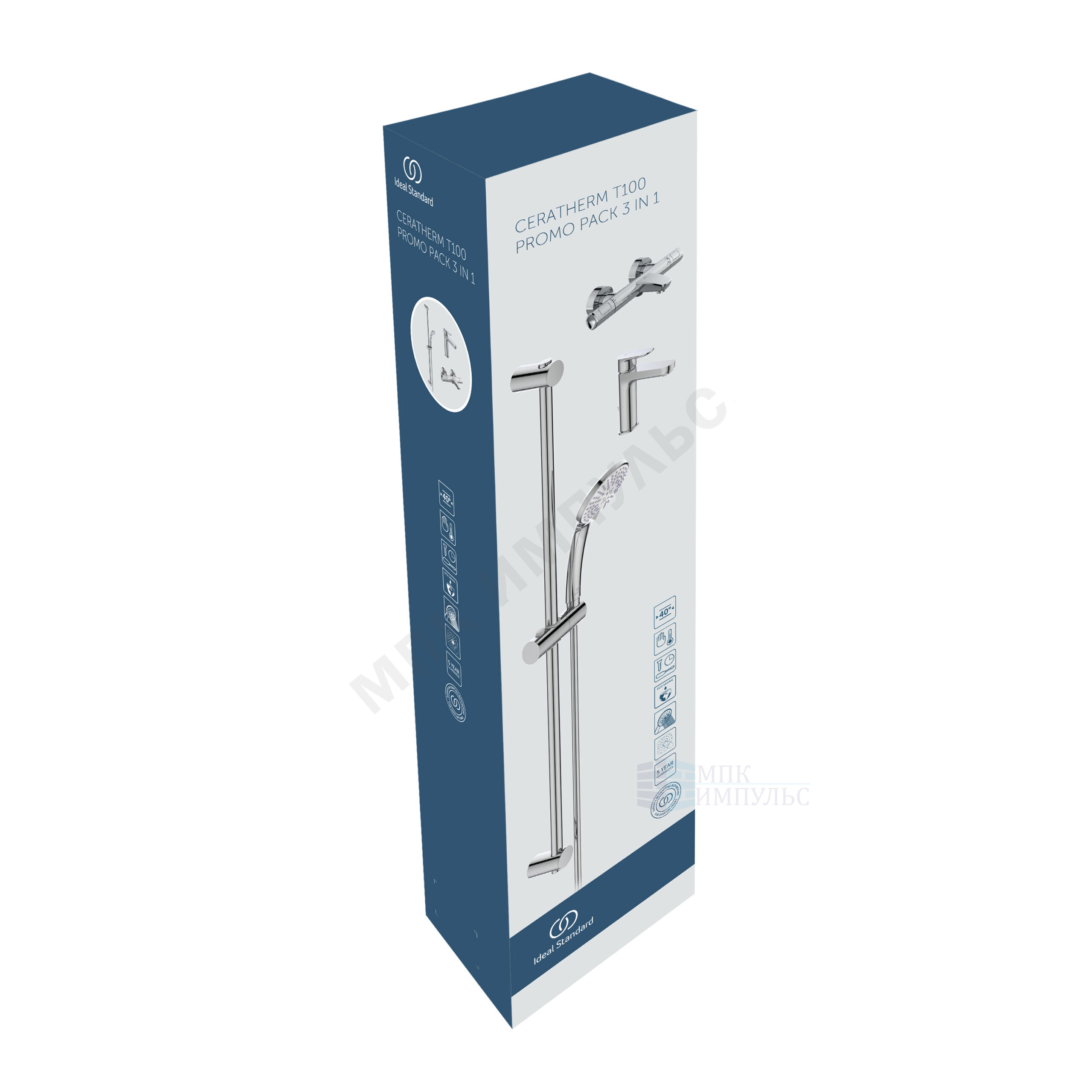 Промо-комплект для ванны с душем хром CERATHERM T100 Ideal Standard BC985AA — изображение 5
