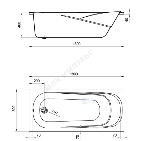 Ванна акриловая Касабланка XL 180х80см без ножек Santek 1.WH30.2.482 — изображение 3