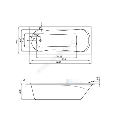 Ванна акриловая Каледония 170х75см без ножек Santek 1.WH30.2.391 — изображение 3