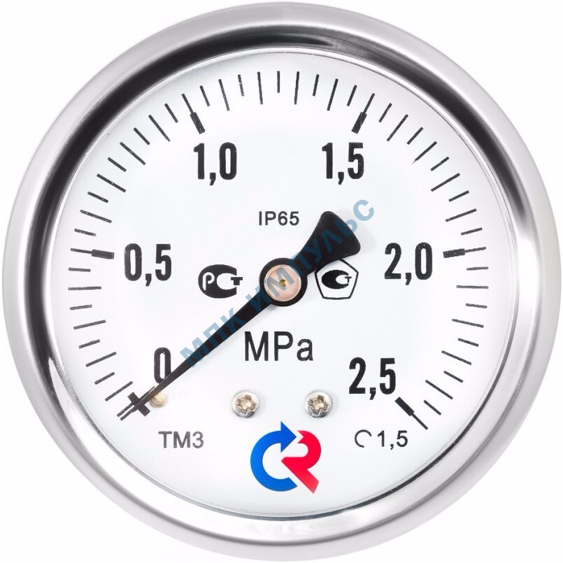 Манометр под гидрозаполнение ТМ-320Т.00 осевой Дк63мм 0-2,5 МПа кл.1,5 G1/4" Росма 00000027444