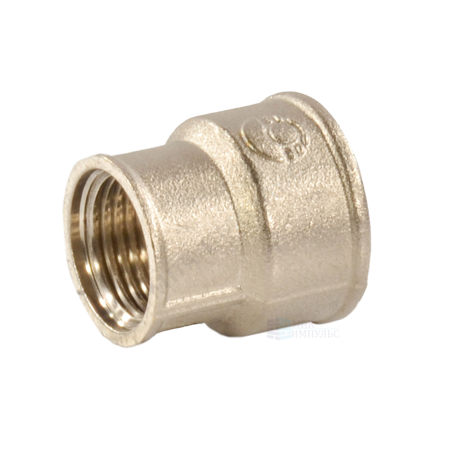 Муфта латунь никель переходная Ду 20х15 (3/4"х1/2") ВР/ВР VALFEX VF.240.N.034.012 — изображение 5
