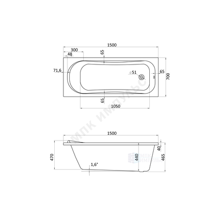 Ванна акриловая Тенерифе 150х70см без ножек Santek 1.WH30.2.213 — изображение 3