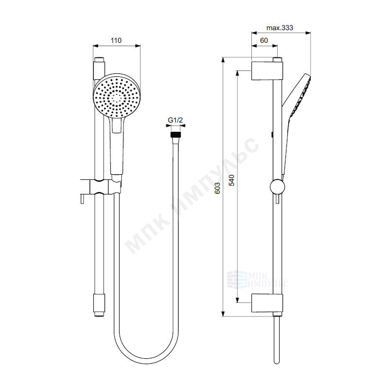 Гарнитур душевой хром IDEALRAIN EVO ROUND L3 Ideal Standard B2233AA — изображение 2