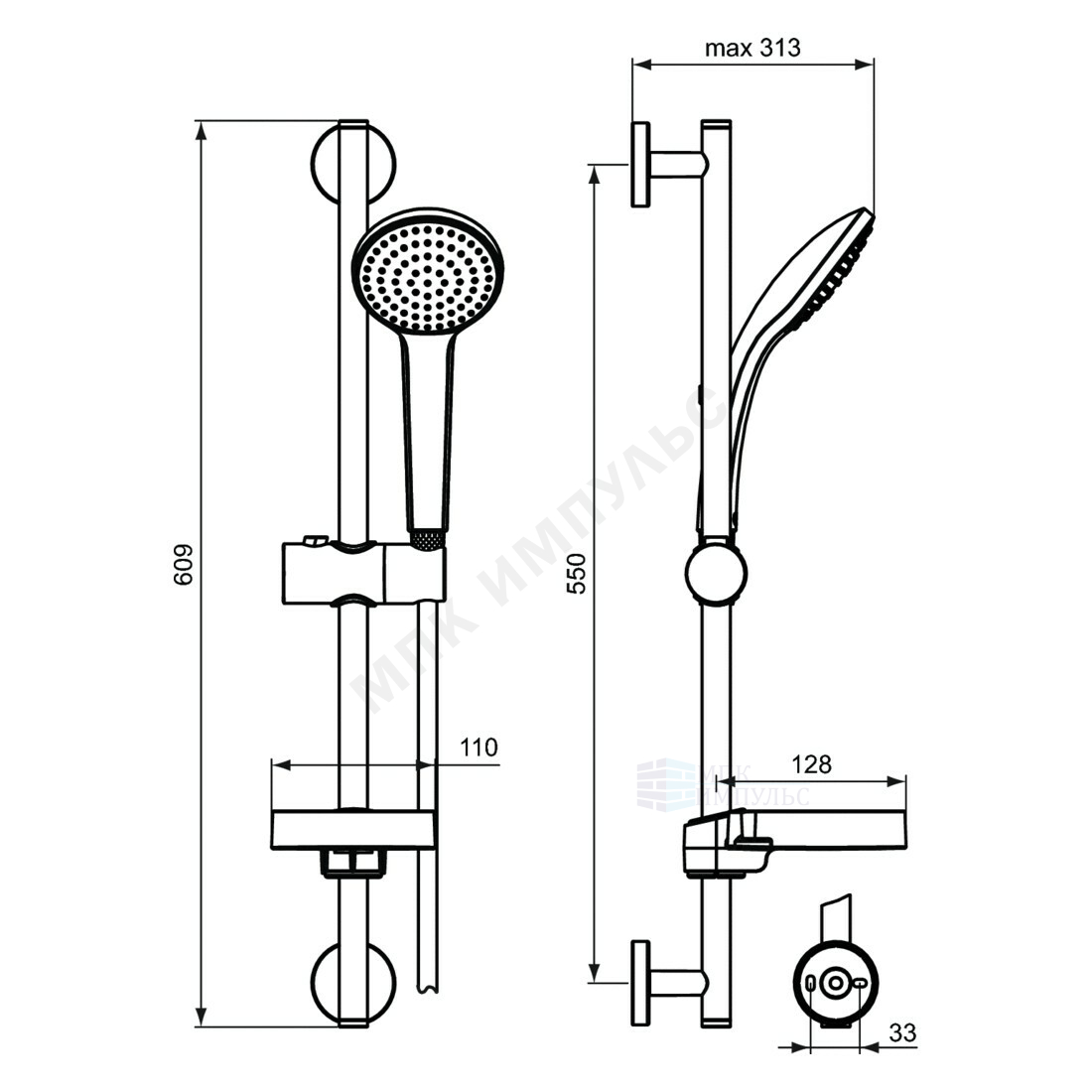 Гарнитур душевой хром IDEALRAIN SOFT M1 Ideal Standard B9412AA — изображение 2