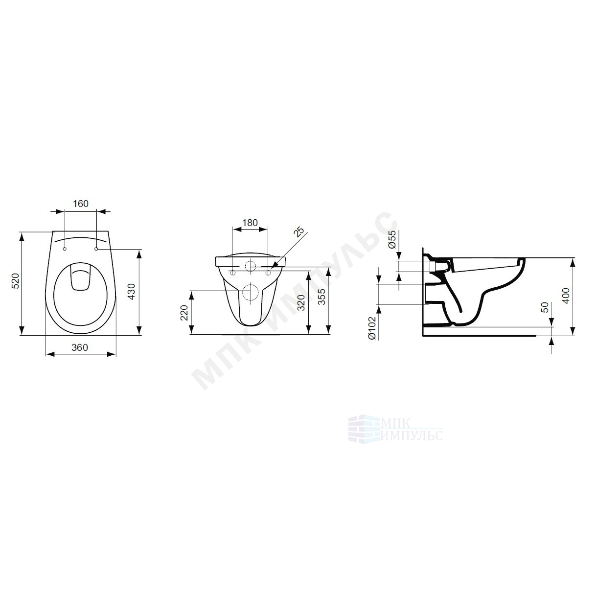 Унитаз подвесной горизонтальный выпуск без сиденья EUROVIT Ideal Standard E876901 — изображение 2