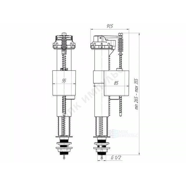 Арматура для бачка наливная 1/2" нижнее подключение АНИ Пласт WC5510 — изображение 2
