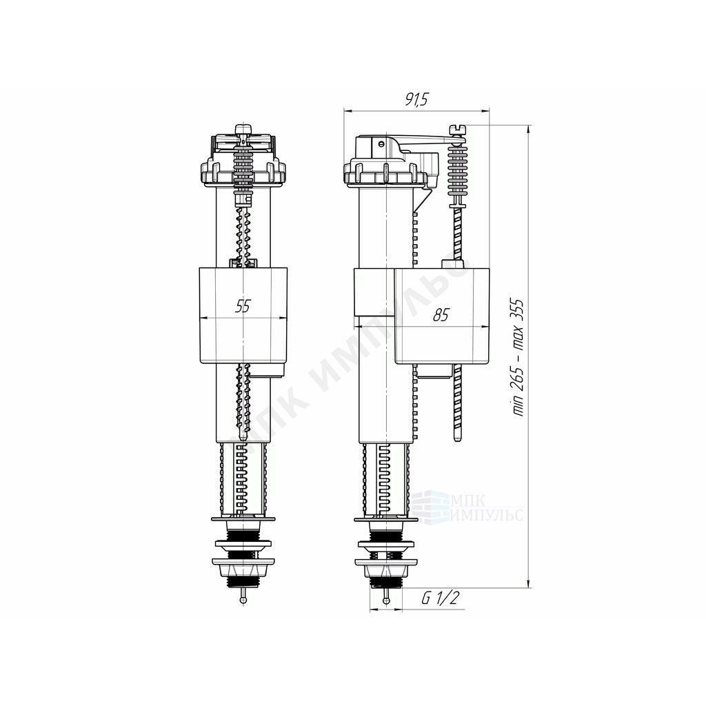 Арматура для бачка наливная 1/2" нижнее подключение АНИ Пласт WC5520 — изображение 2