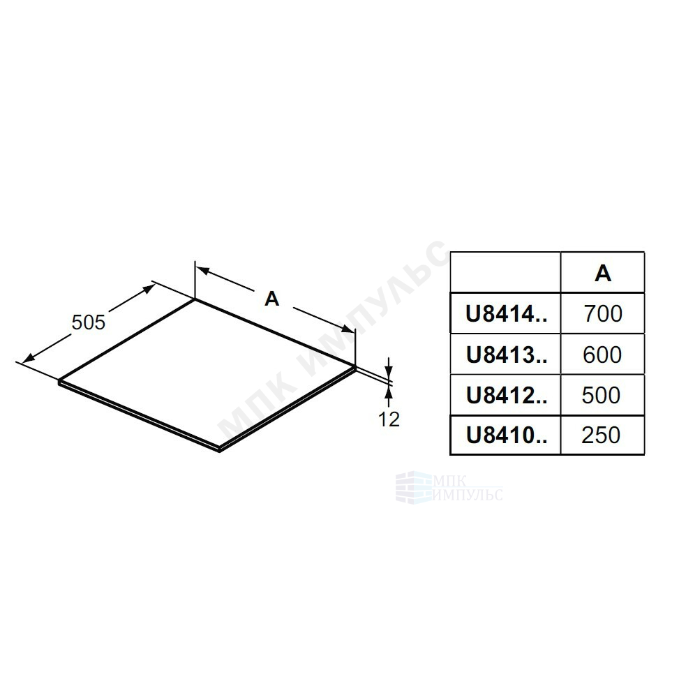 Столешница для умывальника без выреза ADAPTO светло-коричневое дерево Ideal Standard U8412FF — изображение 2