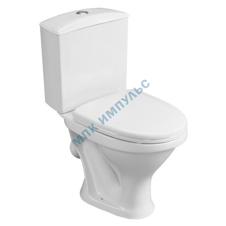 Унитаз-компакт косой выпуск нижний подвод с арматурой 1/реж слив кнопка с сиденьем полипропилен белый Вест Santeri 1.P201.8.S00.00B.F