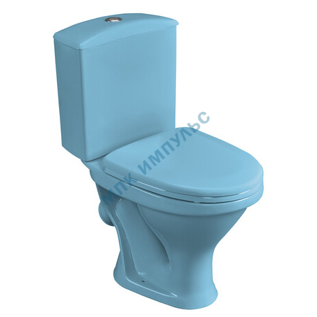 Унитаз-компакт косой выпуск нижний подвод с арматурой 1/реж слив кнопка с сиденьем полипропилен голубой Вест Santeri 1.P201.8.S06.00B.F