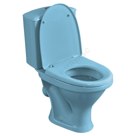 Унитаз-компакт косой выпуск нижний подвод с арматурой 1/реж слив кнопка с сиденьем полипропилен голубой Вест Santeri 1.P201.8.S06.00B.F — изображение 2