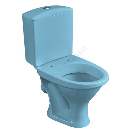 Унитаз-компакт косой выпуск нижний подвод с арматурой 1/реж слив кнопка с сиденьем полипропилен голубой Вест Santeri 1.P201.8.S06.00B.F — изображение 3