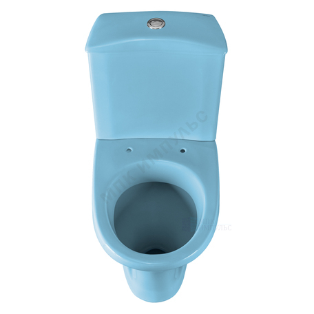 Унитаз-компакт косой выпуск нижний подвод с арматурой 1/реж слив кнопка с сиденьем полипропилен голубой Вест Santeri 1.P201.8.S06.00B.F — изображение 6