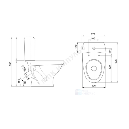 Унитаз-компакт косой выпуск нижний подвод с арматурой 1/реж слив кнопка с сиденьем полипропилен голубой Вест Santeri 1.P201.8.S06.00B.F — изображение 7