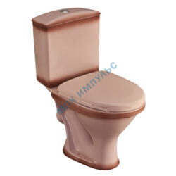 Унитаз-компакт косой выпуск нижний подвод с арматурой слив кнопка с сиденьем полипропилен декор беж Вест Santeri 1.P201.8.S07.00B.F