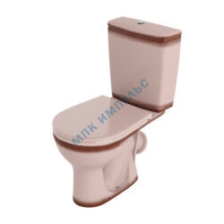 Унитаз-компакт косой выпуск нижний подвод с арматурой 1/реж слив кнопка с сиденьем полипропилен декор беж Орион Santeri 1.P400.8.S07.00B.F