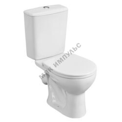 Унитаз-компакт косой выпуск нижний подвод с арматурой 2/реж слив кнопка с сиденьем полипропилен микролифт белый Орион Комфорт Santeri 1.P403.8.S00.00B.F