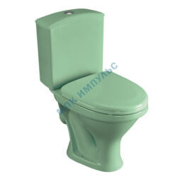 Унитаз-компакт косой выпуск нижний подвод с арматурой 1/реж слив кнопка с сиденьем полипропилен салатовый Вест Santeri 1.P201.8.S04.00B.F