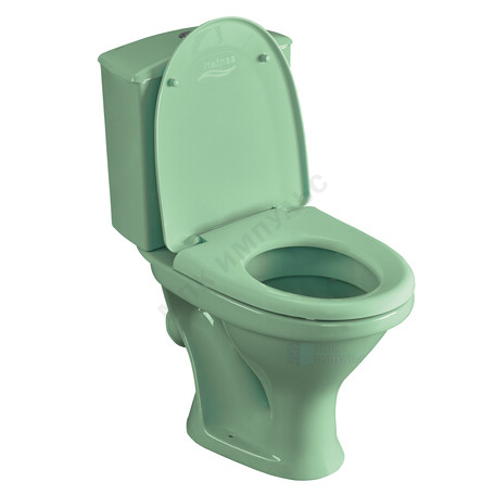 Унитаз-компакт косой выпуск нижний подвод с арматурой 1/реж слив кнопка с сиденьем полипропилен салатовый Вест Santeri 1.P201.8.S04.00B.F — изображение 2