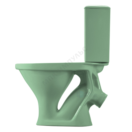 Унитаз-компакт косой выпуск нижний подвод с арматурой 1/реж слив кнопка с сиденьем полипропилен салатовый Вест Santeri 1.P201.8.S04.00B.F — изображение 4