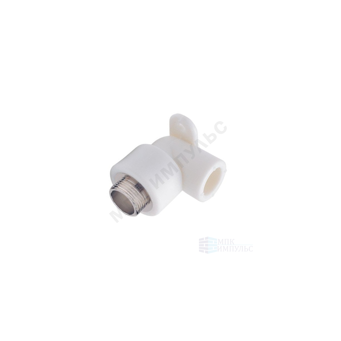 Угольник PP-R комбинированный белый Дн 20х1/2" НР с креплением PRO VALFEX 10121020-PRO