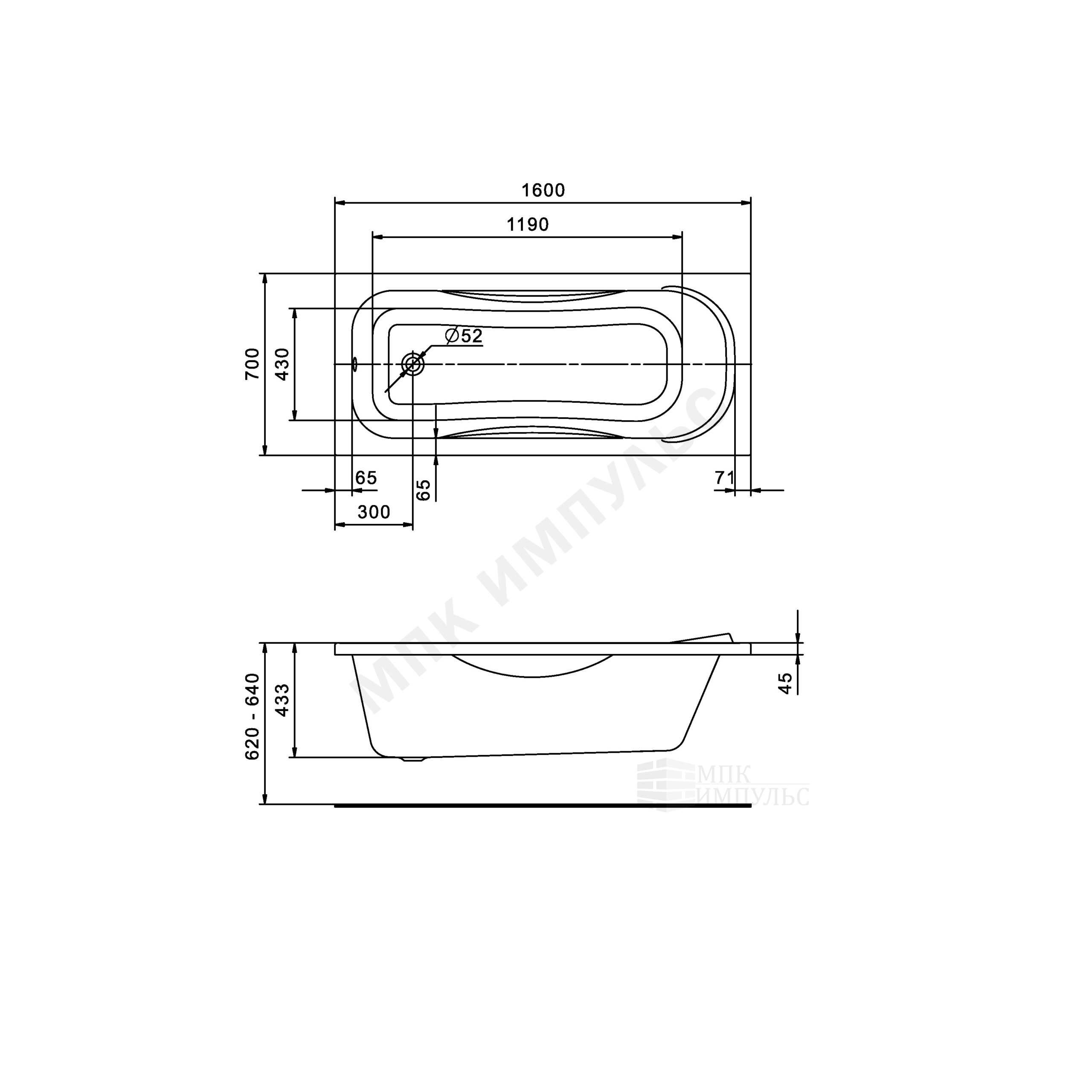 Ванна акриловая Тенерифе 160х70см без ножек Santek 1.WH30.2.357 — изображение 3