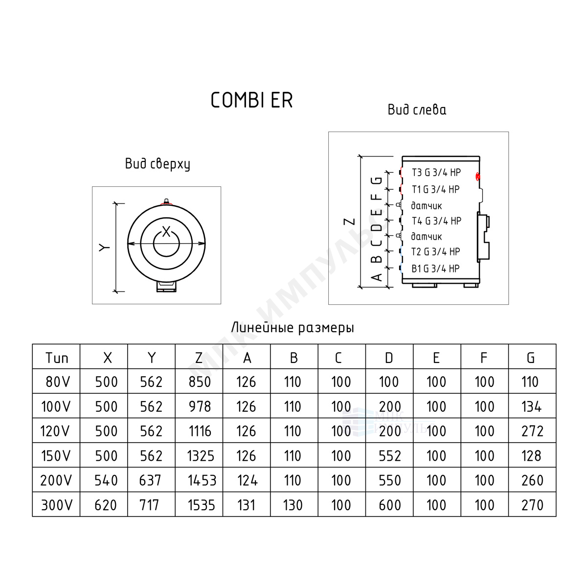 Бойлер комбинированного нагрева 150 л Combi ER 150 V 1 т/о в комплекте ТЭН 1,5 кВт THERMEX UL0000271 — изображение 2