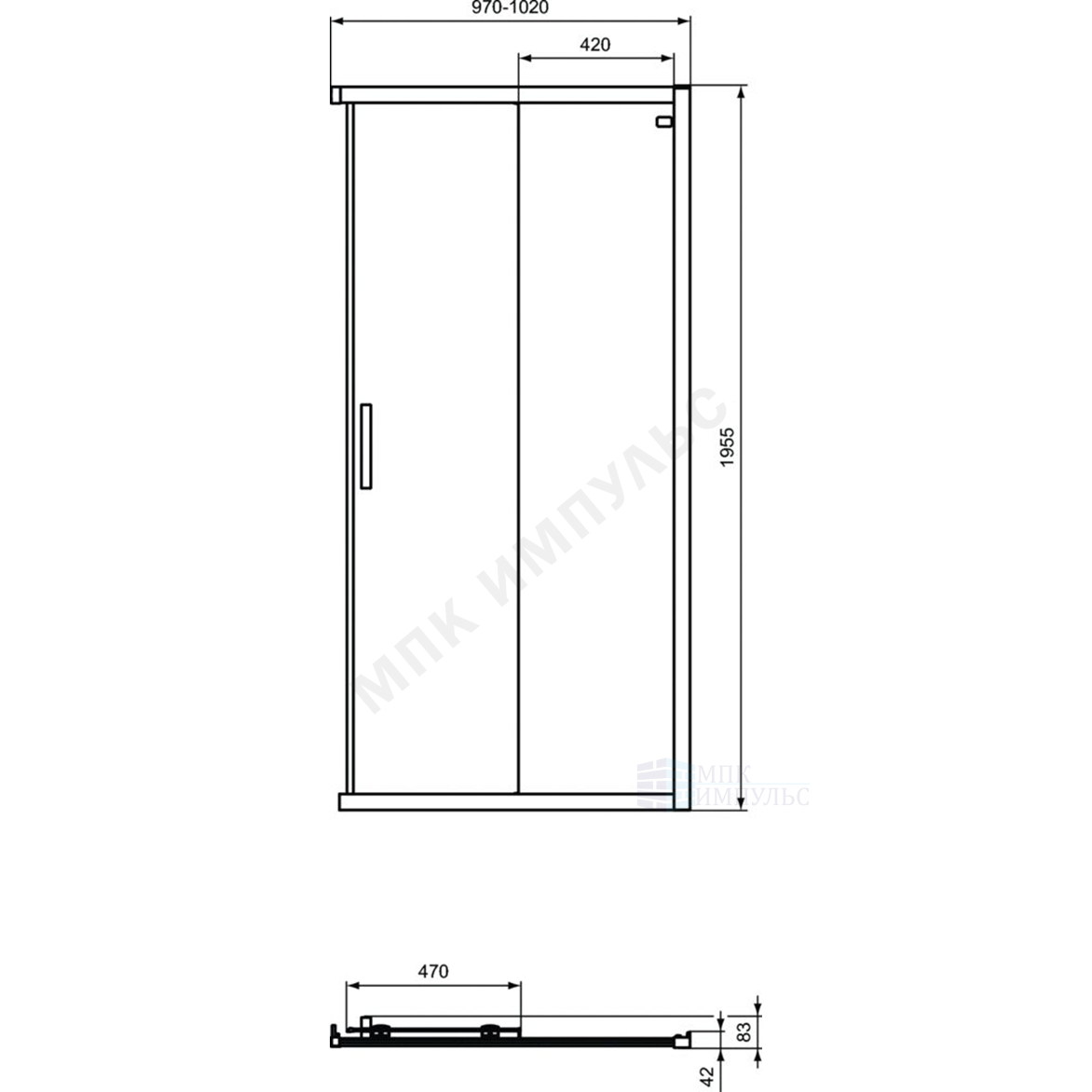 Дверь душевая CONNECT 2 Corner Square/Rectangular 1000 мм Ideal Standard K9262V3 — изображение 2