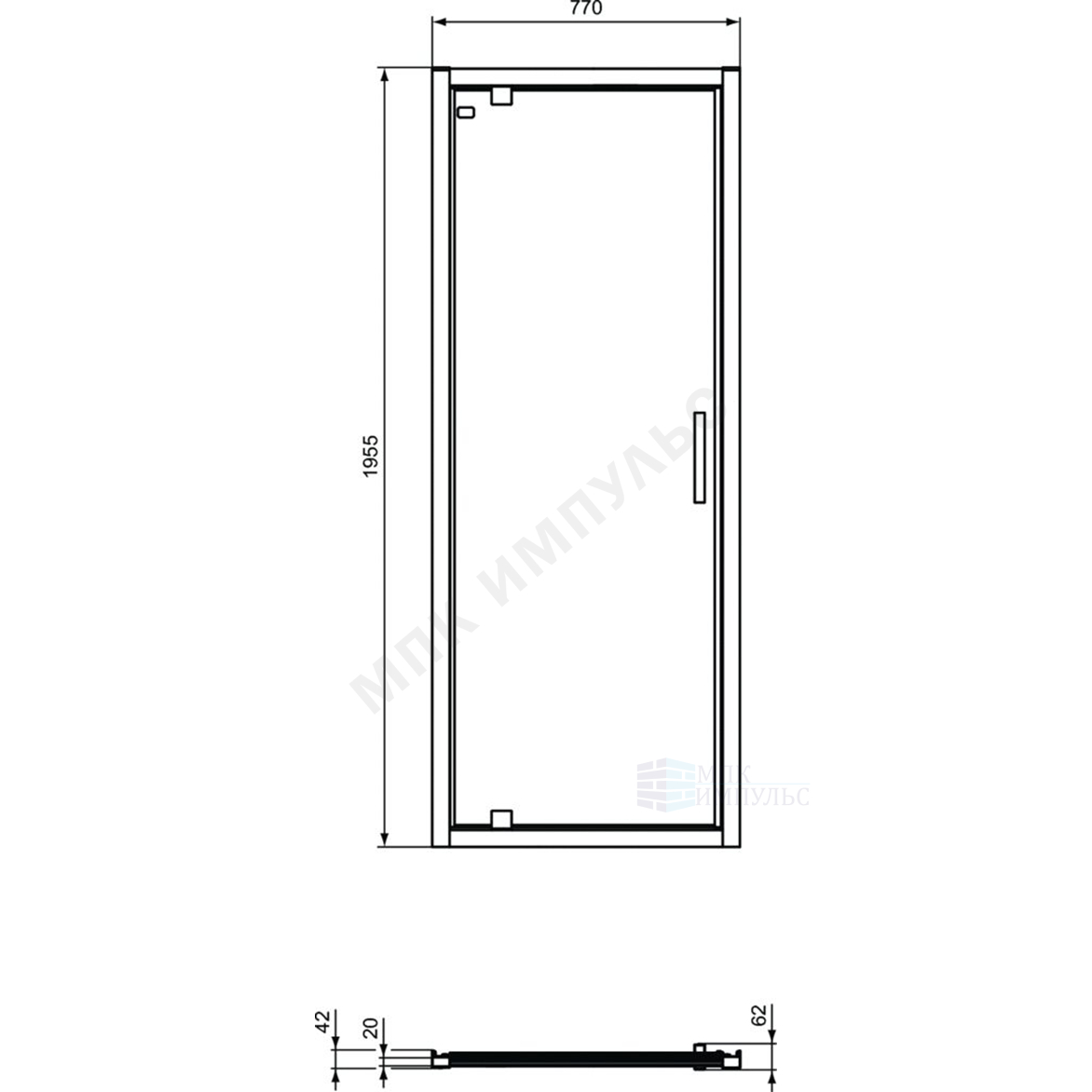 Дверь душевая CONNECT 2 PV Pivot 800 мм Ideal Standard K9268V3 — изображение 2