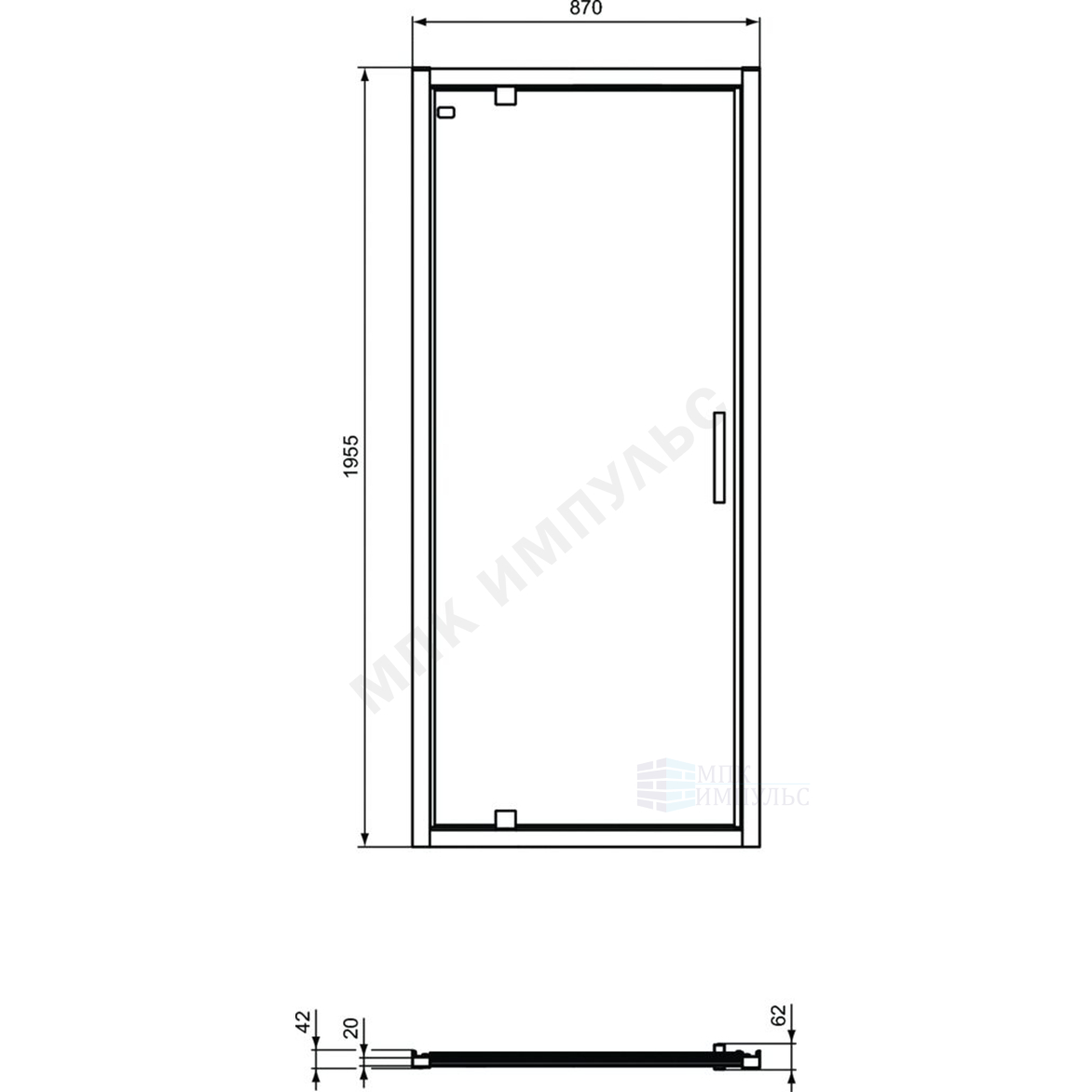 Дверь душевая CONNECT 2 PV Pivot 900 мм Ideal Standard K9270V3 — изображение 2