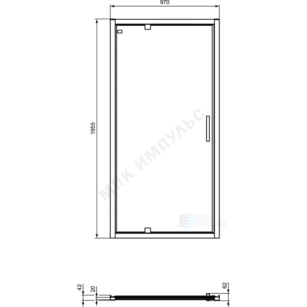 Дверь душевая CONNECT 2 PV Pivot 1000 мм Ideal Standard K9272V3 — изображение 2