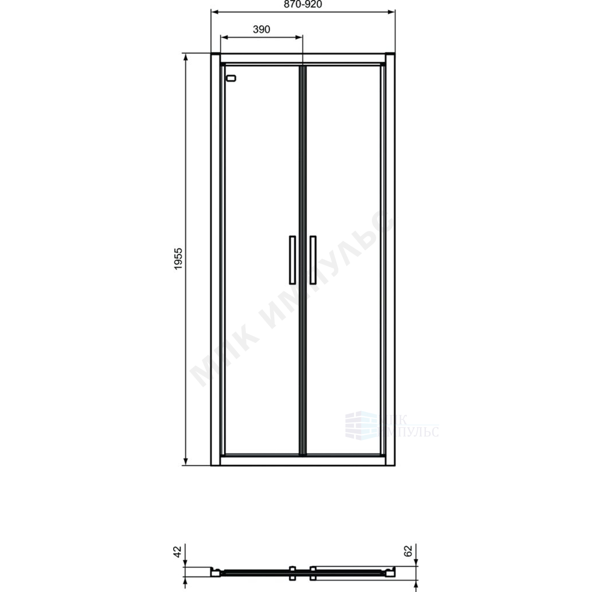 Дверь душевая CONNECT 2 Saloon door 900 мм Ideal Standard K9294V3 — изображение 2