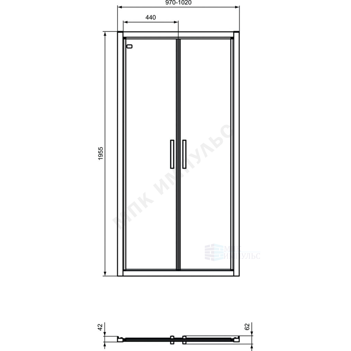 Дверь душевая CONNECT 2 Saloon door 1000 мм Ideal Standard K9296V3 — изображение 2