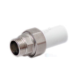 Муфта трубная PP-R комбинированная разъемная белая Дн 32х1/2" Ру25 наруж пайка/НР VALFEX 10158215