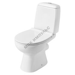 Унитаз-компакт горизонтальный выпуск нижний подвод с арматурой 2/реж слив кнопка с сиденьем дюропласт микролифт белый Цезарь Santek 1.WH30.2.415